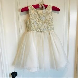 Girls size six Zunie gold and cream party dress